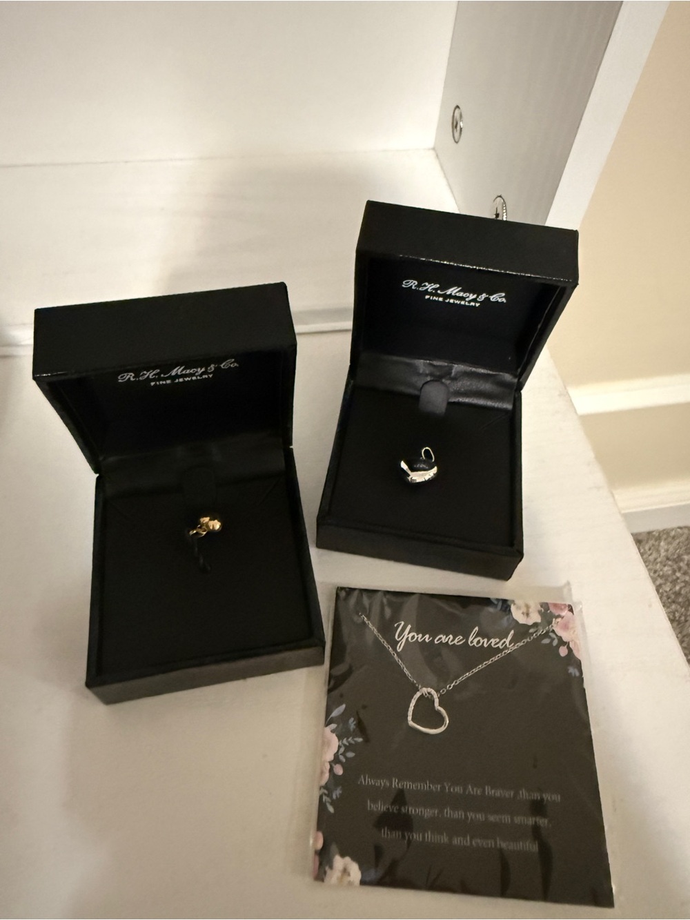 Heart Pendant Necklace and Earrings Set - Gold and Silver